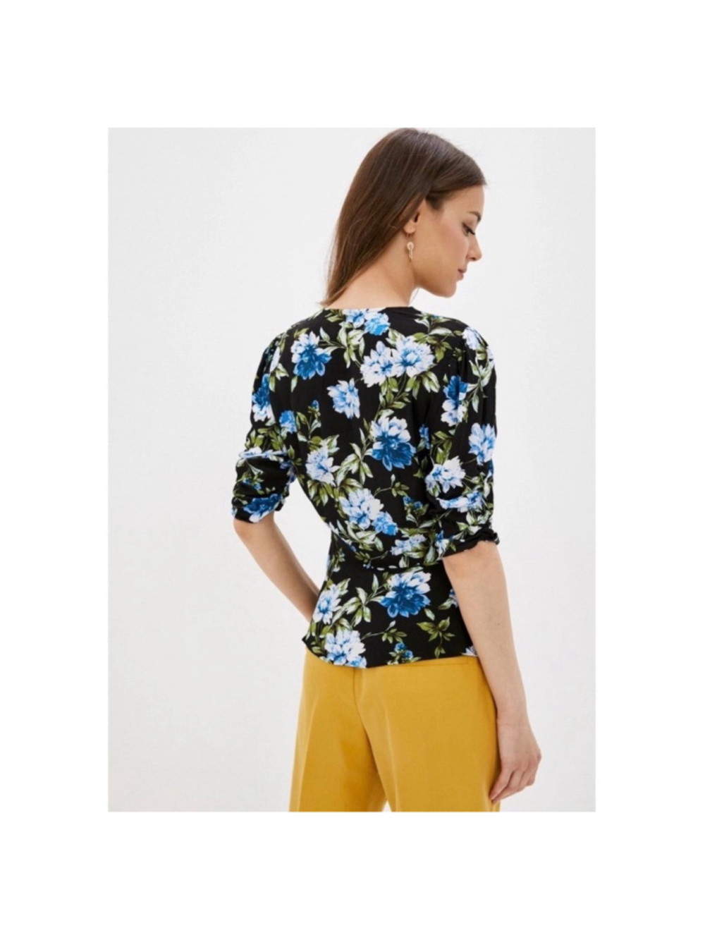 Banana Republic Ecovero 3/4 Sleeves Wrap Floral Summer Top Blouse size XS - Picture 2 of 12